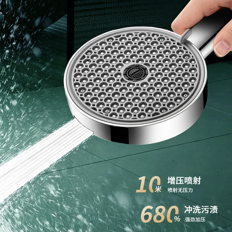 6 Modes Adjustable Pressure Boost Shower Head 12.5CM Big Panel High Pressure Large Flow Handheld Showerhead Bathroom Accessories Peaceful Pleasures Health and Wellness