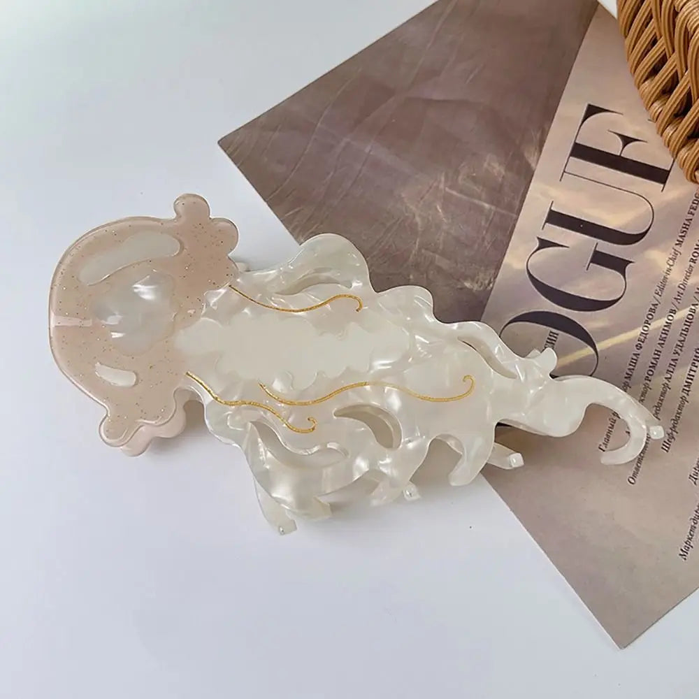 Shark & Jellyfish Acetate Hair Claw Clip – Marine Life Design
