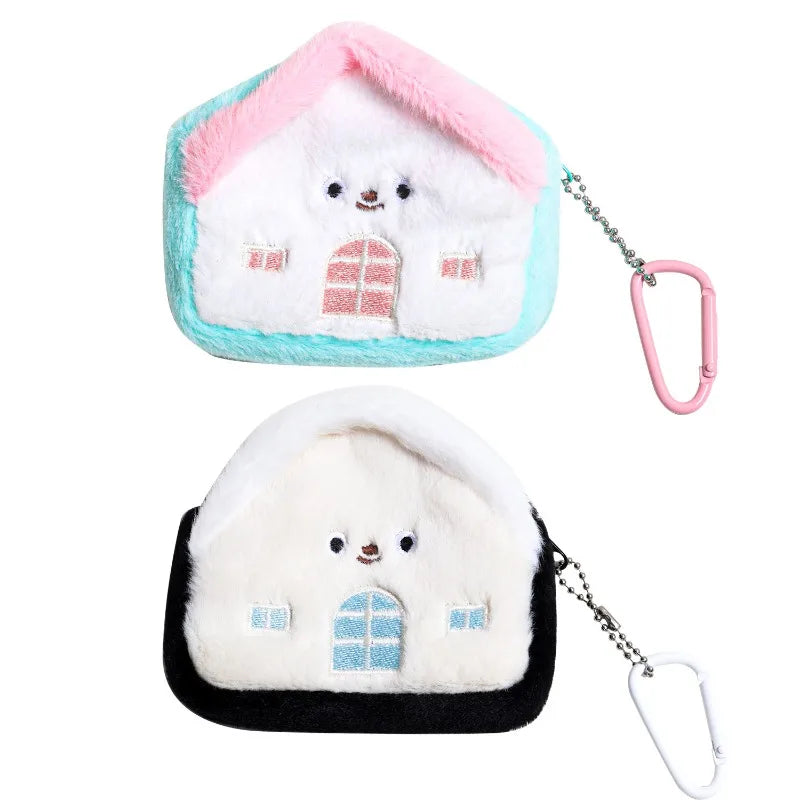 1pc Creative Small House Zero Wallet Headphones Data Cable Storage Bag Portable Sanitary Cotton Bag Girls' Backpack Pendant Peaceful Pleasures Health and Wellness