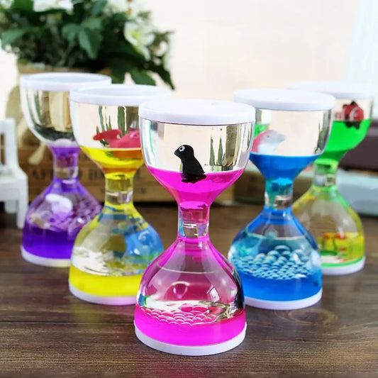 Creativity Oil Drop Hourglass Craft Ornament with Animal Large Cup Drop Funnel Dynamic Oil Leakage Toy Gift Student Shop Gifts Peaceful Pleasures Health and Wellness