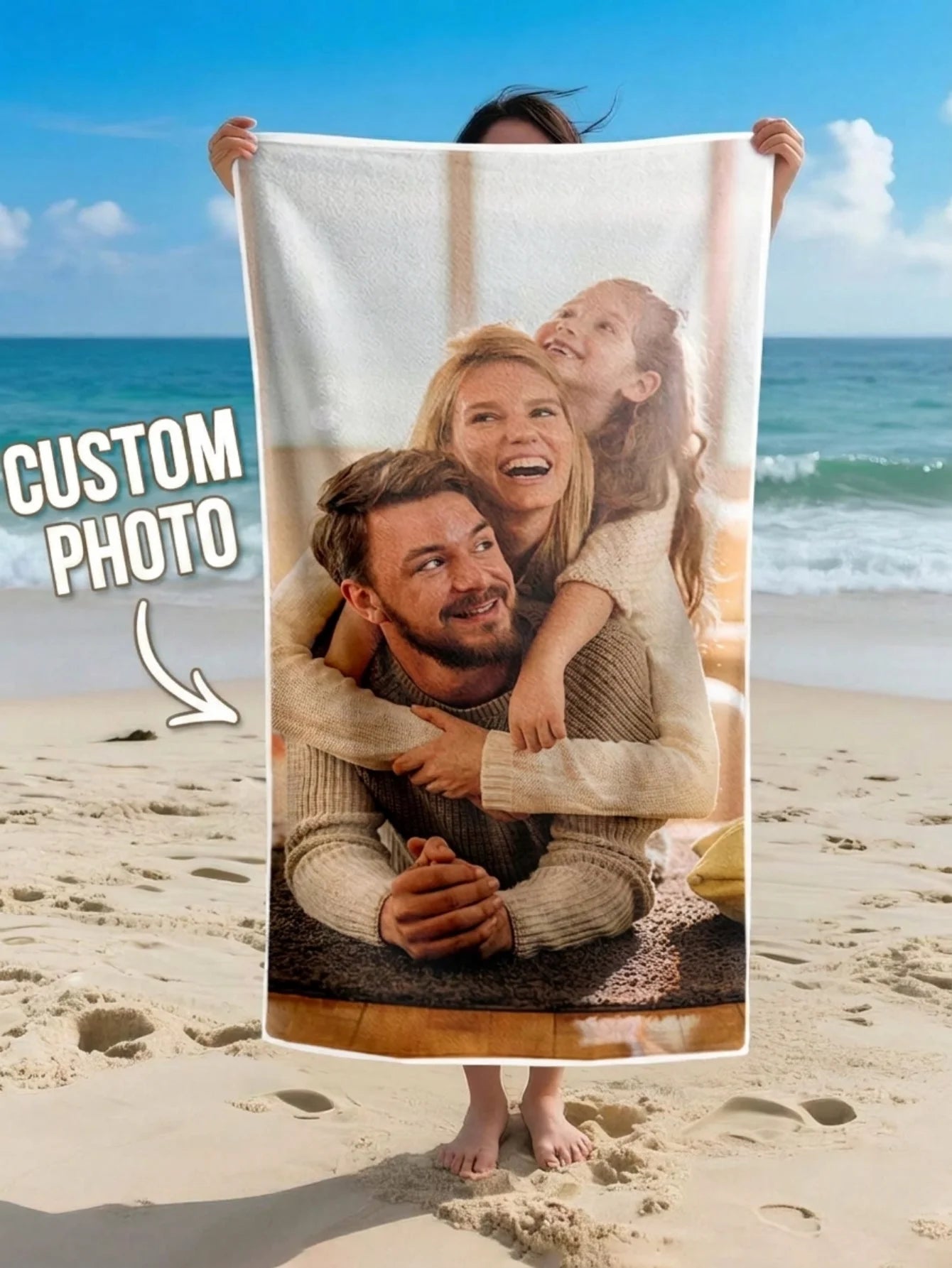 Custom Photo Beach Towel Personalized Pet Print Soft Quick Dry For Travel Swimming Gym Gift For Couple Mom Dad Friend Valentine Peaceful Pleasures Health and Wellness
