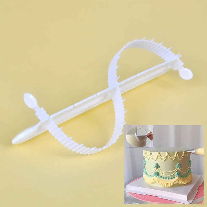 Hot Cake Decorating Curved aid With Scale Ruler Cream Decoration Skirt Marker Novice Home DIY Baking Tool Buttercream Leveling Peaceful Pleasures Health and Wellness White