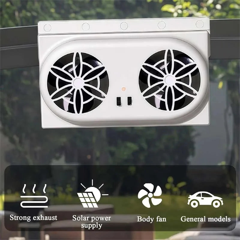 New Solar Powered Car Cooler Window Radiator Exhaust Fan Auto Air Vent Radiator Fan Ventilation Radiator Cooling System For Car Peaceful Pleasures Health and Wellness