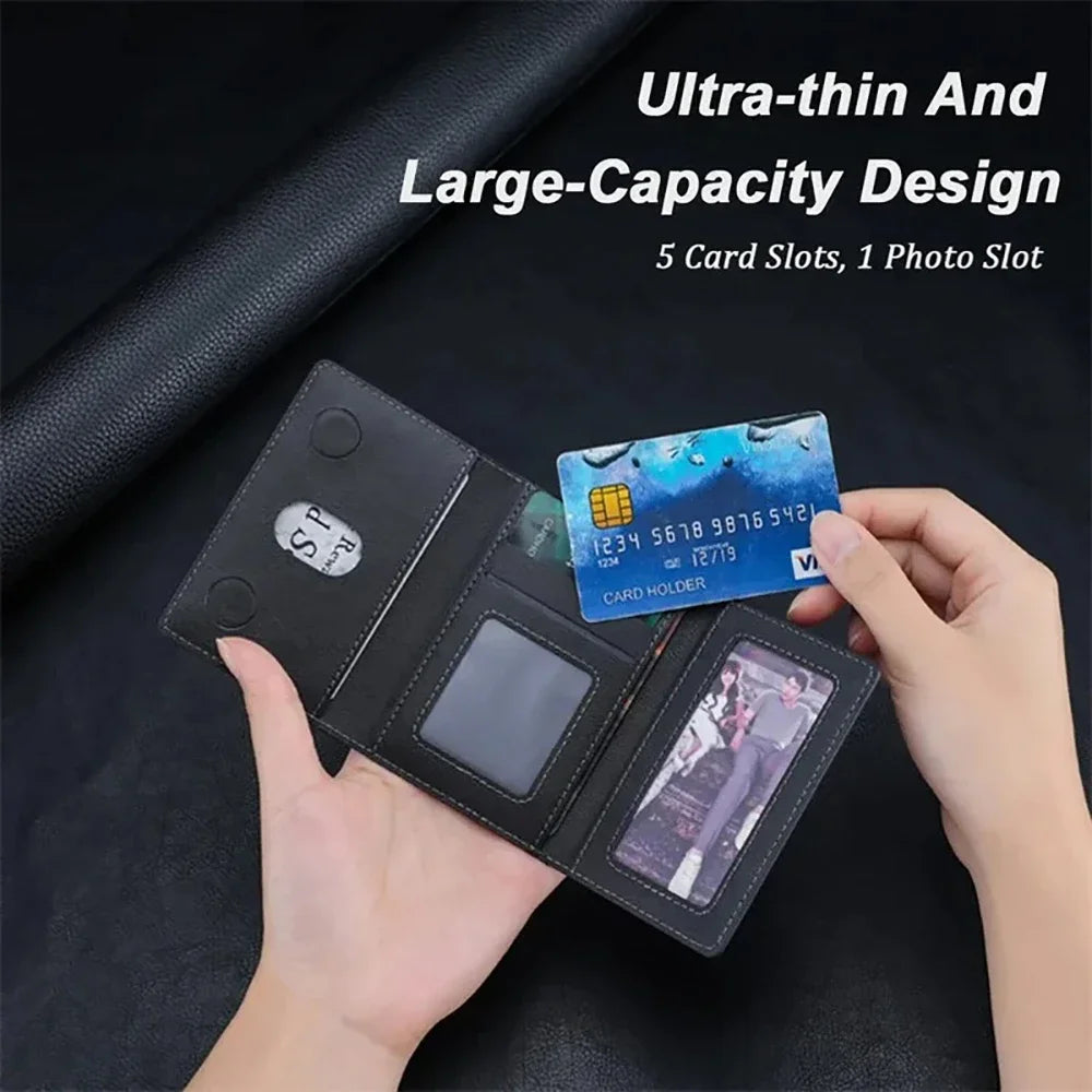 PU Leather Credit Card Holder | Magnetic Snap Business Wallet