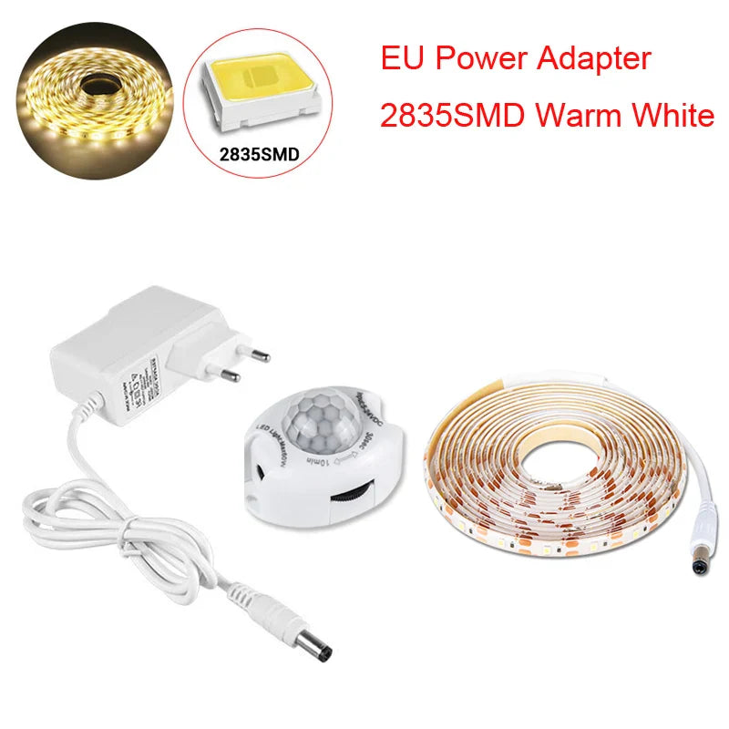 PIR Motion Sensor LED Strip Light DC12V Waterproof 1M–5M