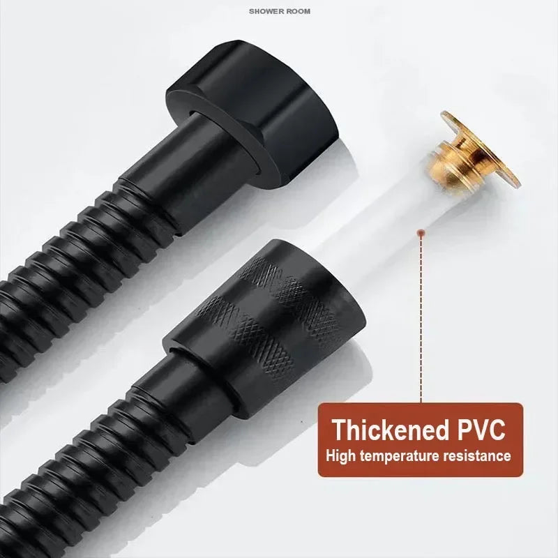 Shower Hose Garden Water Hose Black Extension 1.5/2M Pipe Flexible Accessories New Pipes SUS304 Pull Bathroom Extendable Hoses Peaceful Pleasures Health and Wellness