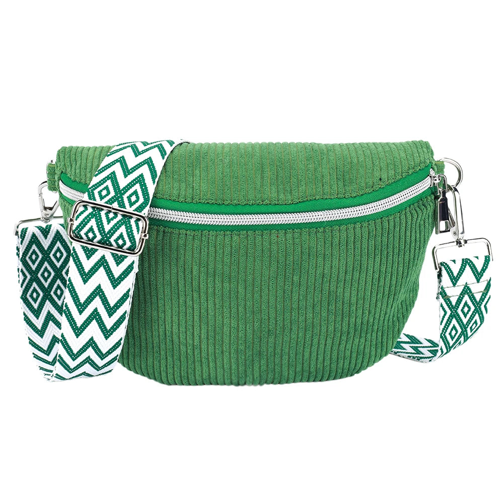 Corduroy Crossbody Bag – Adjustable Fanny Pack for Travel