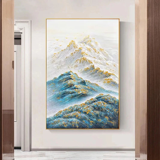 Abstract Gold Foil Mountains For Home Decor Pure Hand Painted Oil Painting On Canvas Hanging Poster Mural Picture For Living Roo Peaceful Pleasures Health and Wellness No frame 130cmx250cm