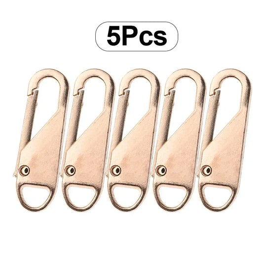 Universal Metal Zipper Sliders – 5pc DIY Repair Kit Zipper Repair Sliders Peaceful Pleasures Health and Wellness Gold