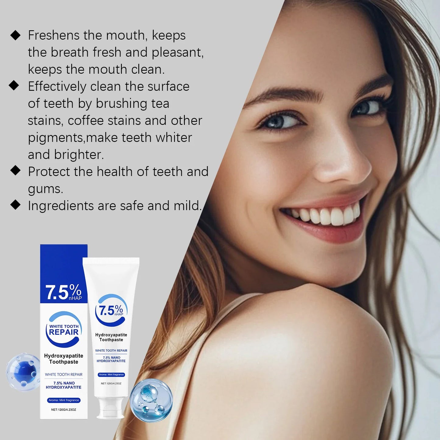 Hydroxyapatite Whitening Toothpaste – Fresh Breath, 120g