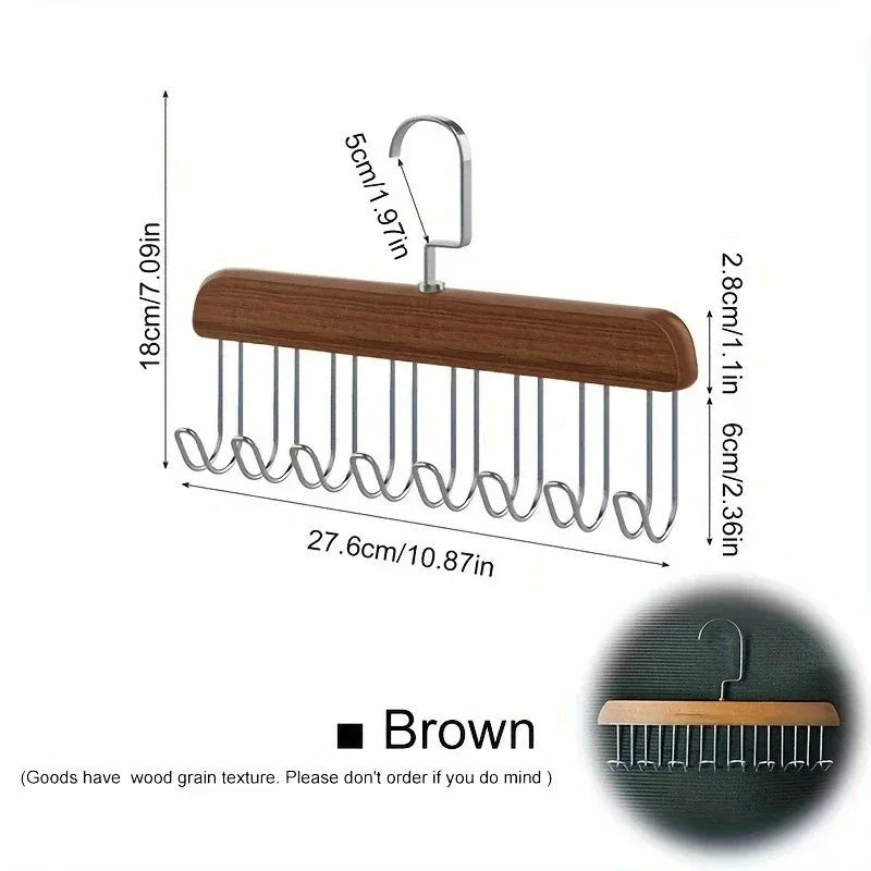 Wooden Sling Hanger Organizer with Multiple Hooks for Underwear Bras Vests Space-Saving Durable Storage Rack Hangers for Clothes Peaceful Pleasures Health and Wellness
