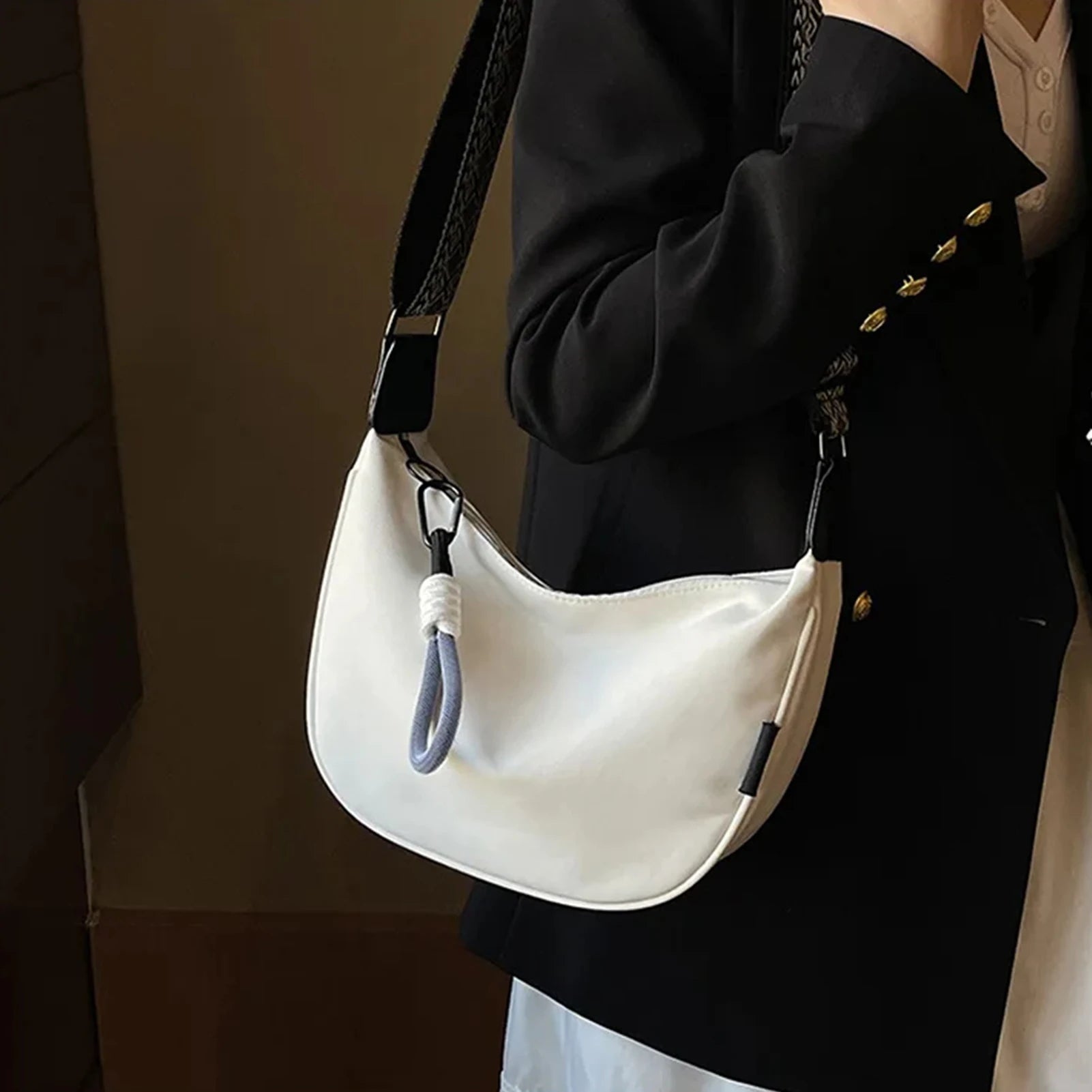 Sling Crossbody Bag for Women Portable Travel Dumpling Bag With Adjustable Strap for Sports Festival Workout Peaceful Pleasures Health and Wellness