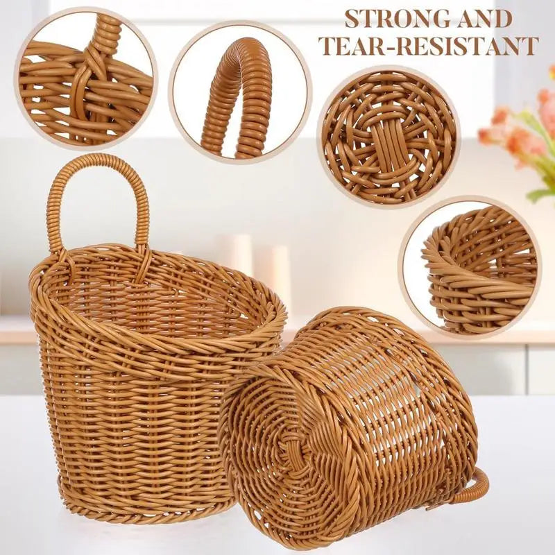 Handmade Woven Storage Basket with Handle | Boho Farmhouse