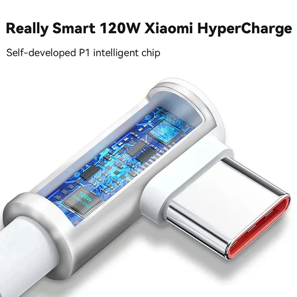 120W 6A USB-C Fast Charging Cable – L-Shape Gaming Cord