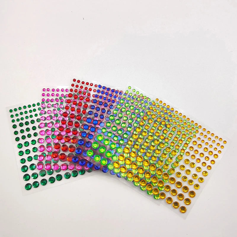 3PCS Jewel Sparkle Crystal Eye Drill Sticker Facial Beauty Decorations Holiday Makeup Crystal Diamond Stickers Color Random Peaceful Pleasures Health and Wellness