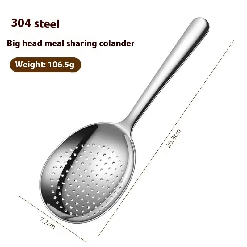 Stainless Steel Ladles For Serving Soup Rice Serving Spoon Drain Hole Heat Insulated Handle Kitchen Utensils For Daily Use Hot Peaceful Pleasures Health and Wellness B 1PC