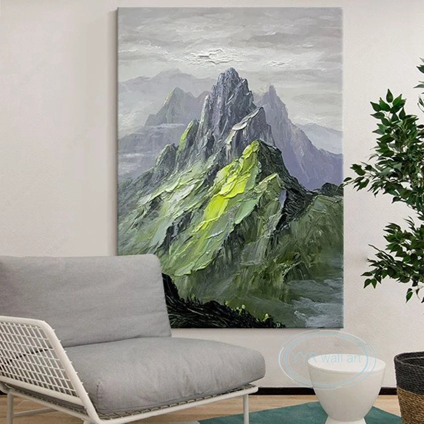 Custom Canvas Mural Abstract Mountain Decoration Picture Handmade Oil Painting Wall Poster Living Room Bedroom Porch Restaurant Peaceful Pleasures Health and Wellness