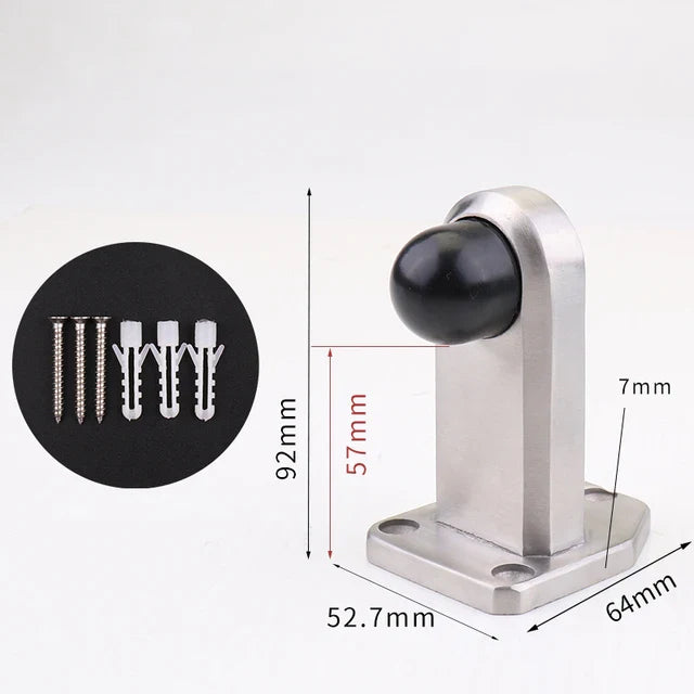 Heavy Duty Stainless Steel Glass Door Stop & Rubber Buffer