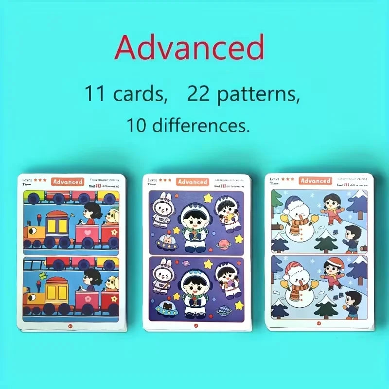 Kids Find Differences Puzzle Cards Reusable Erasable Drawing Game