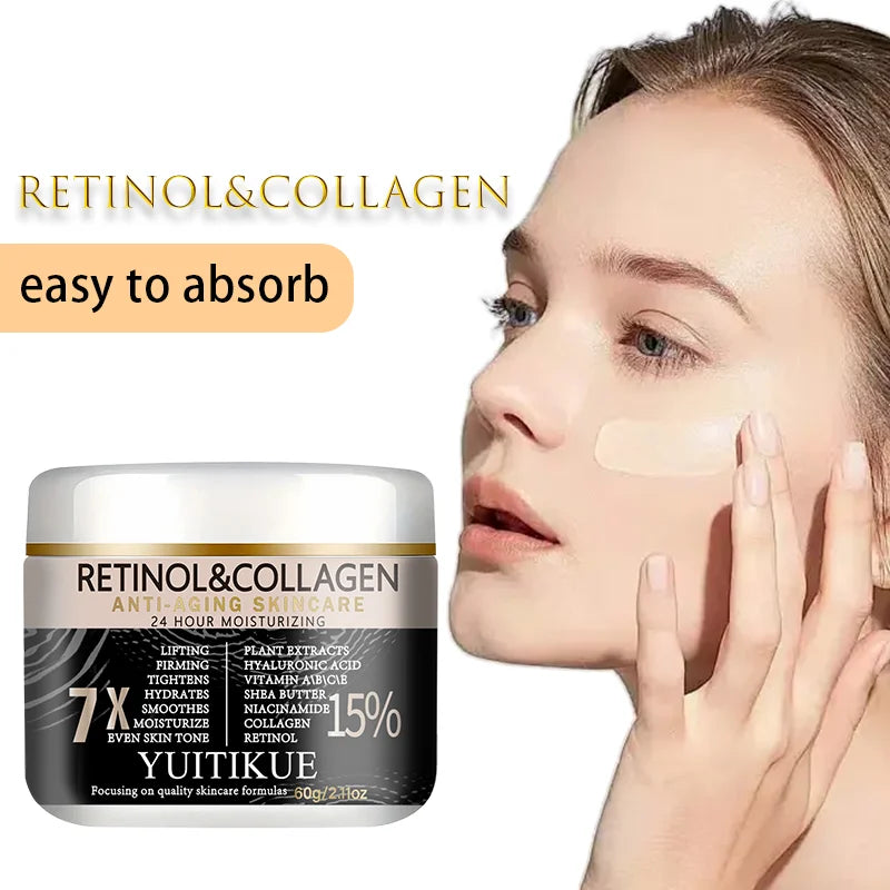 YUITIKUE Retinol & Collagen Anti-Aging Cream 60g, 7X Effect 24H Moisturizing for Lifting, Firming & Even Skin Tone Peaceful Pleasures Health and Wellness