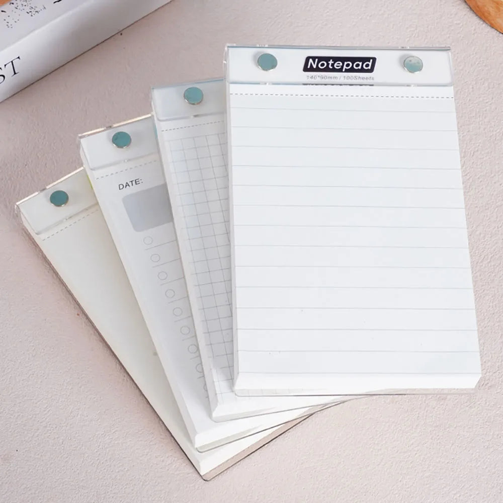 Acrylic Hard Shell Memo Pad Removable Board Clip Paper Portable