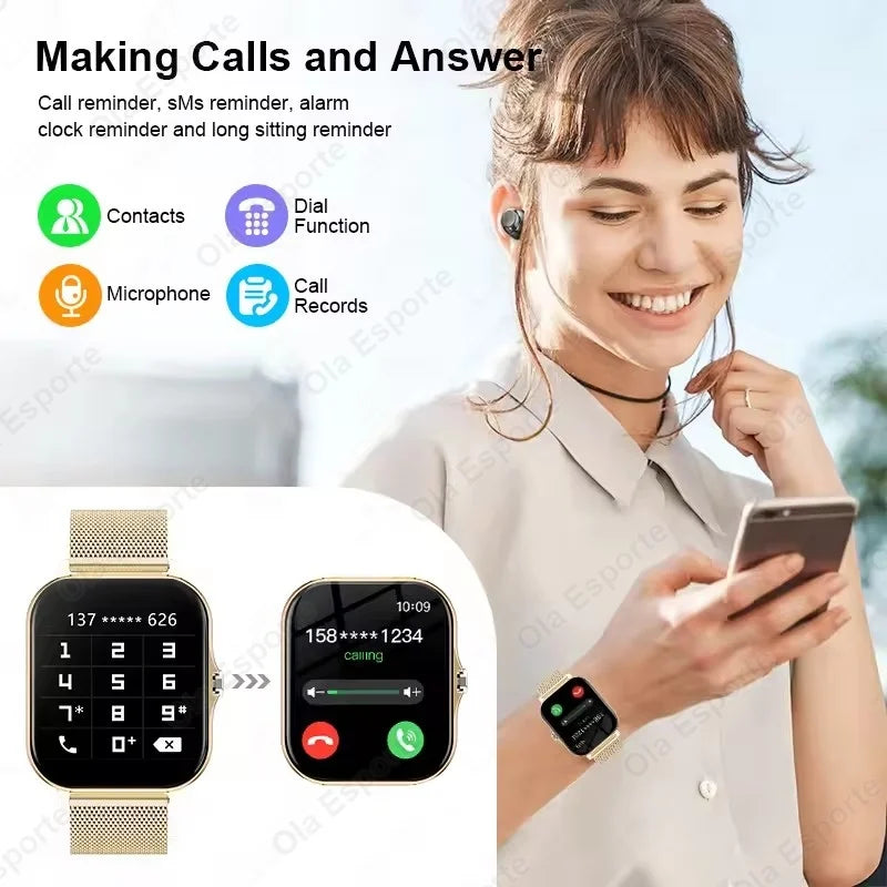 2.01'' Waterproof Smart Watch with Message Answer Call Sleep Monitoring Sports Pedometer Information Alerts For iPhone Android Peaceful Pleasures Health and Wellness