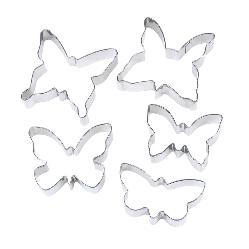 5-Piece Butterfly Cookie Cutters | Stainless Steel Biscuit Molds