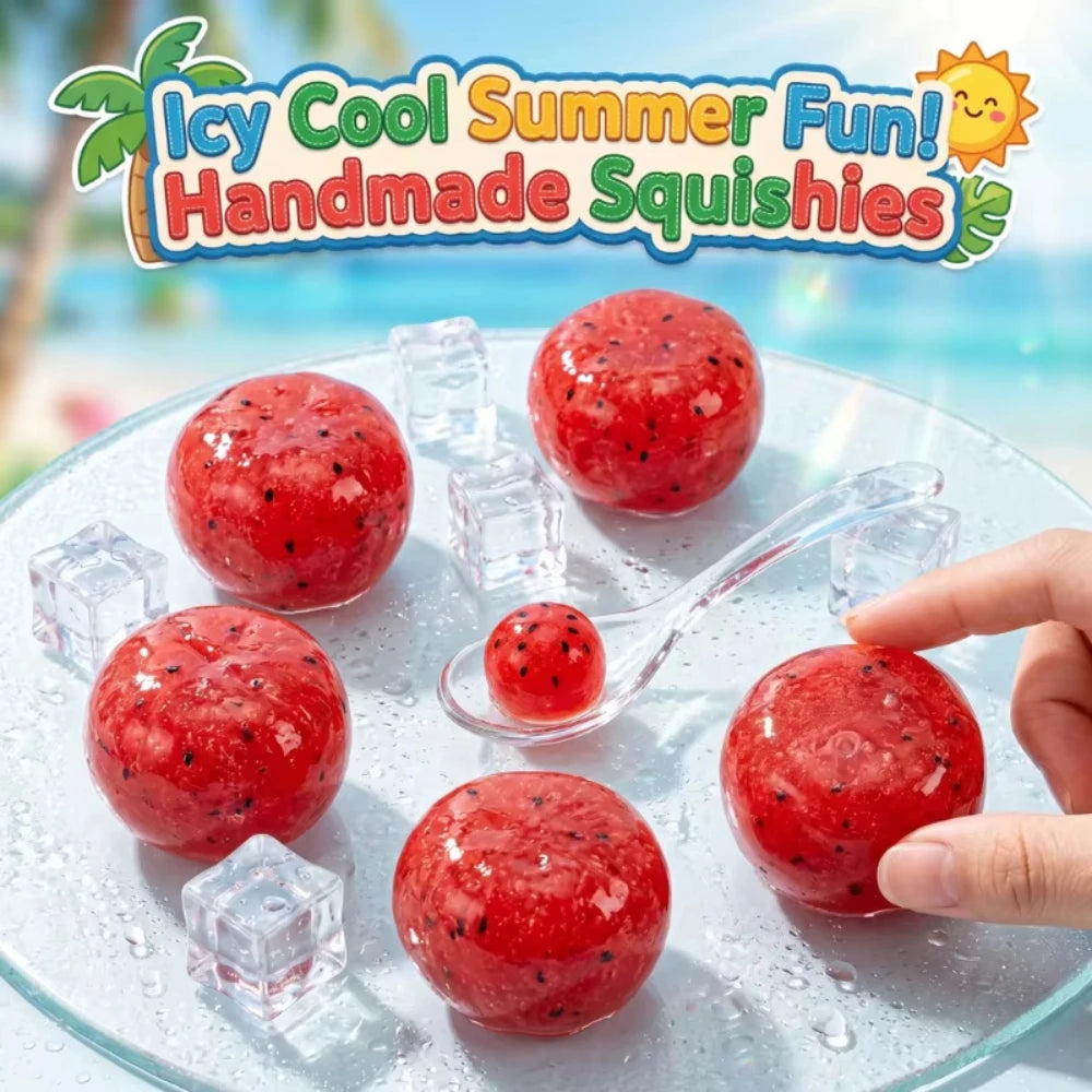 Handmade Watermelon Slushy Squishy Toy Soft Slow Rebound Stress Relief ADHD Squeeze Toy Realistic Fruit Model Adult Gift Peaceful Pleasures Health and Wellness