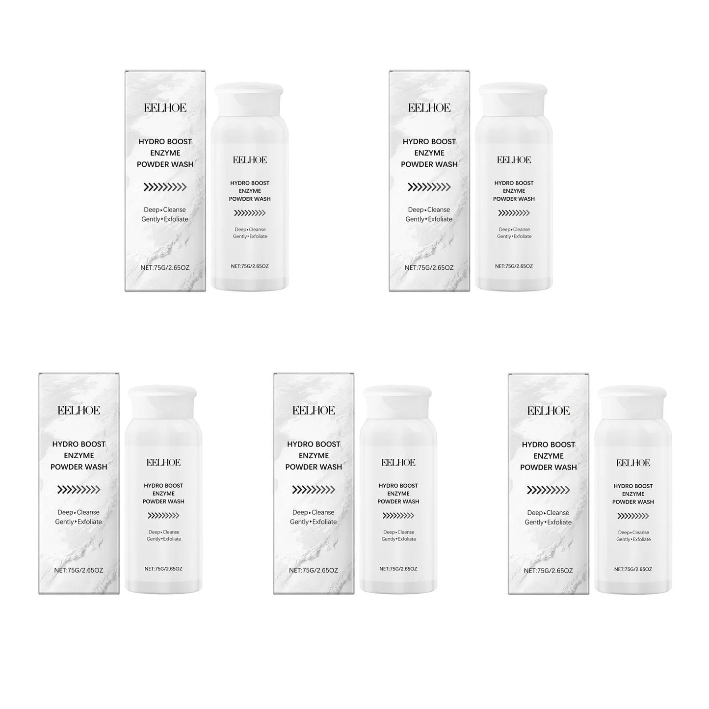 Enzyme Face Powder Wash – Oil Control & Blackhead Cleanser Peaceful Pleasures Health and Wellness 5 x 75g Boxed