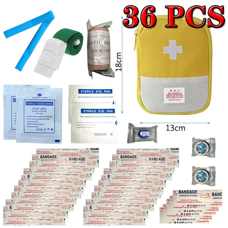 IFAK Trauma Survival Kit Portable first aid medical kit Emergency Gear Equipment with Molle Car Travel Hiking Tourniquet outdoor Peaceful Pleasures Health and Wellness yellow 36pcs
