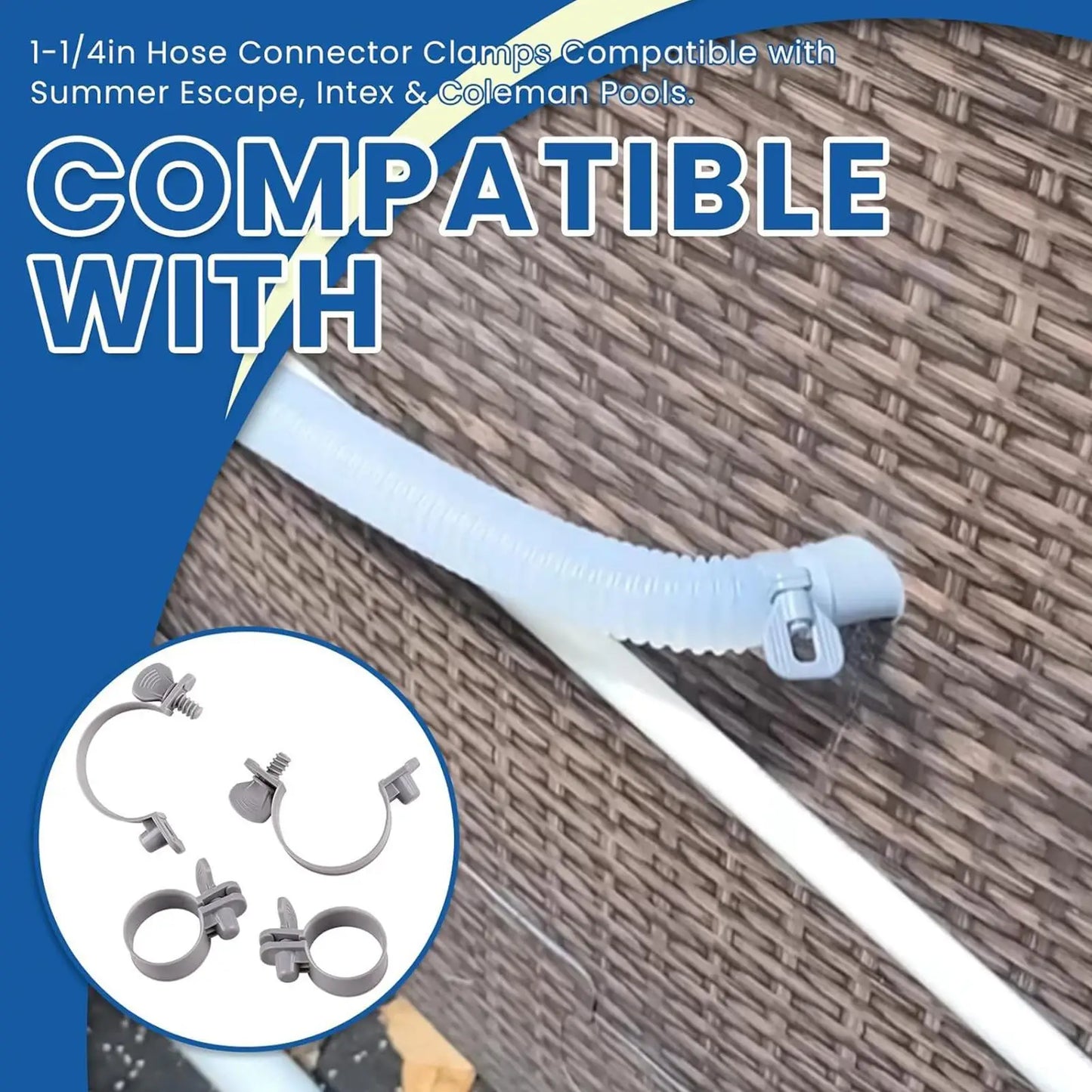 Hose Clamps 4-Pack – Pool Pump Pipe Connector Clips for Garden
