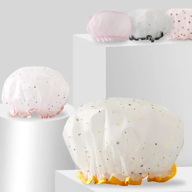 Double-Layer Waterproof Shower Cap | PVC & EVA Bathing Hat