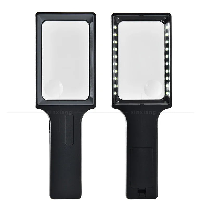 Handheld Magnifier Magnifying Glass with High-Definition and High Magnification of 3-8X, 20 Led Lights, Square Shaped Peaceful Pleasures Health and Wellness