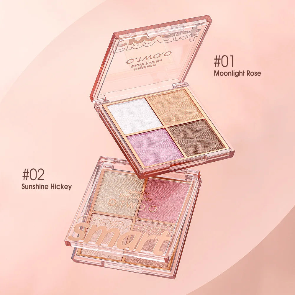 Four-color blush palette, finishing palette, pearlescent shimmer, shadow highlighting, long-lasting makeup effect Peaceful Pleasures Health and Wellness