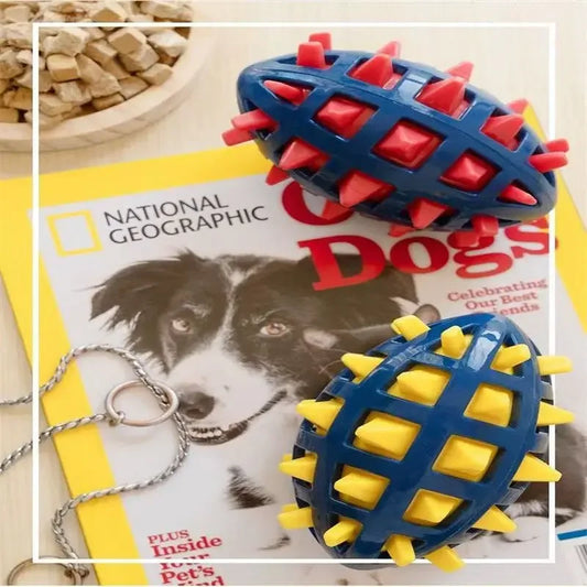 Squeaky Rubber Rugby Dog Toy – Bite-Resistant Chew Toy Dog Chew Toy Peaceful Pleasures Health and Wellness