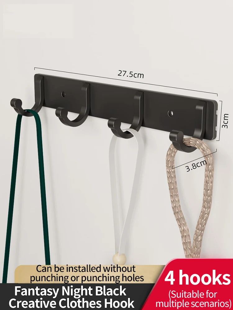6-Hook Space Aluminum Wall Rack – Kitchen & Bathroom Organizer
