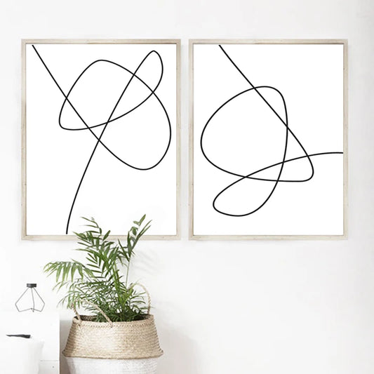 Modern Abstract Line Art Canvas Print | Black & White Wall Art Canvas Wall Art Print Peaceful Pleasures Health and Wellness