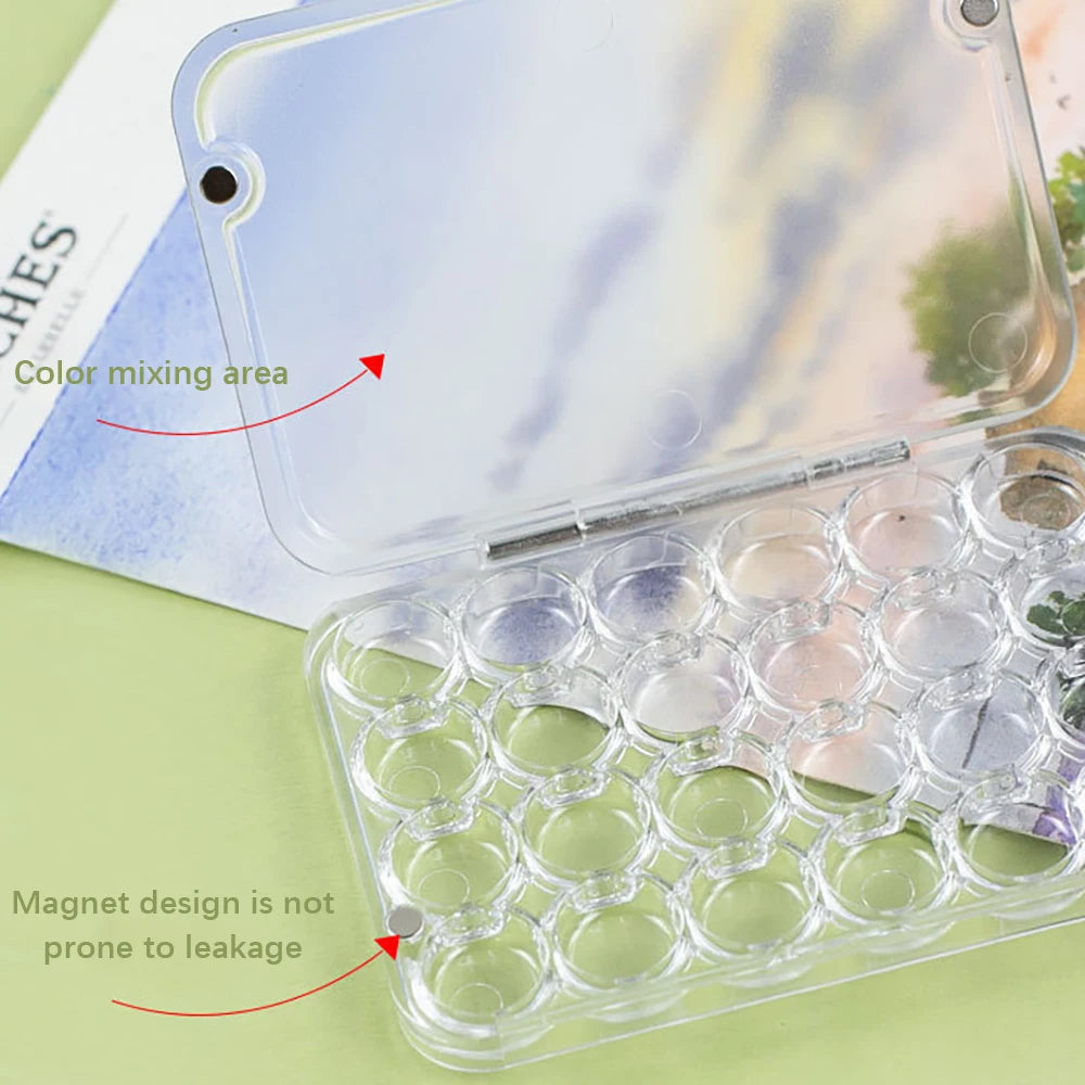 24 Grid Watercolor Pigment Packaging Box Portable Small Capacity