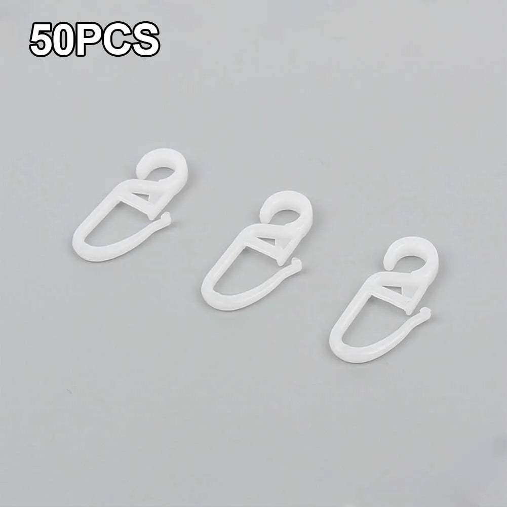 Curtain Folding Hooks Strong Tension Clip Ring Window Hanger White