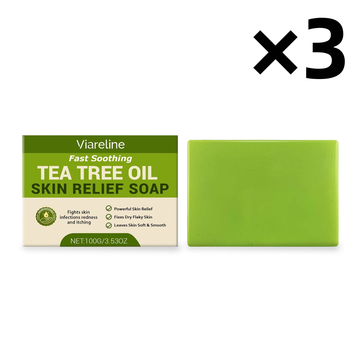 Tea Tree Oil Soap Deep Cleansing Gentle Exfoliating Hydrating Soothing Redness Oil Control Improve Roughness Refreshing Bar Soap Peaceful Pleasures Health and Wellness 300g boxed