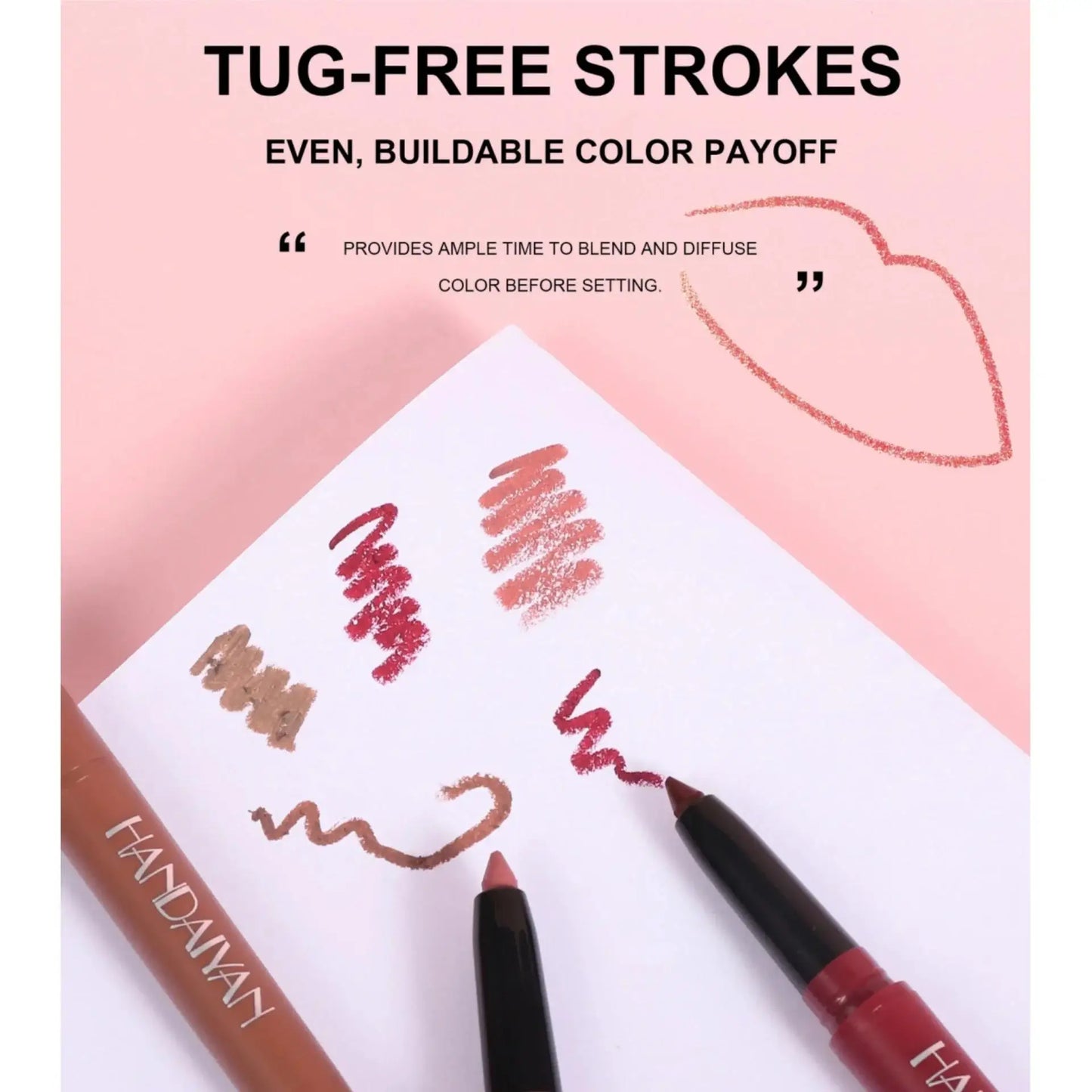 Handaiyan 6-Color Matte Lip Liner Set – Waterproof & Long-Lasting