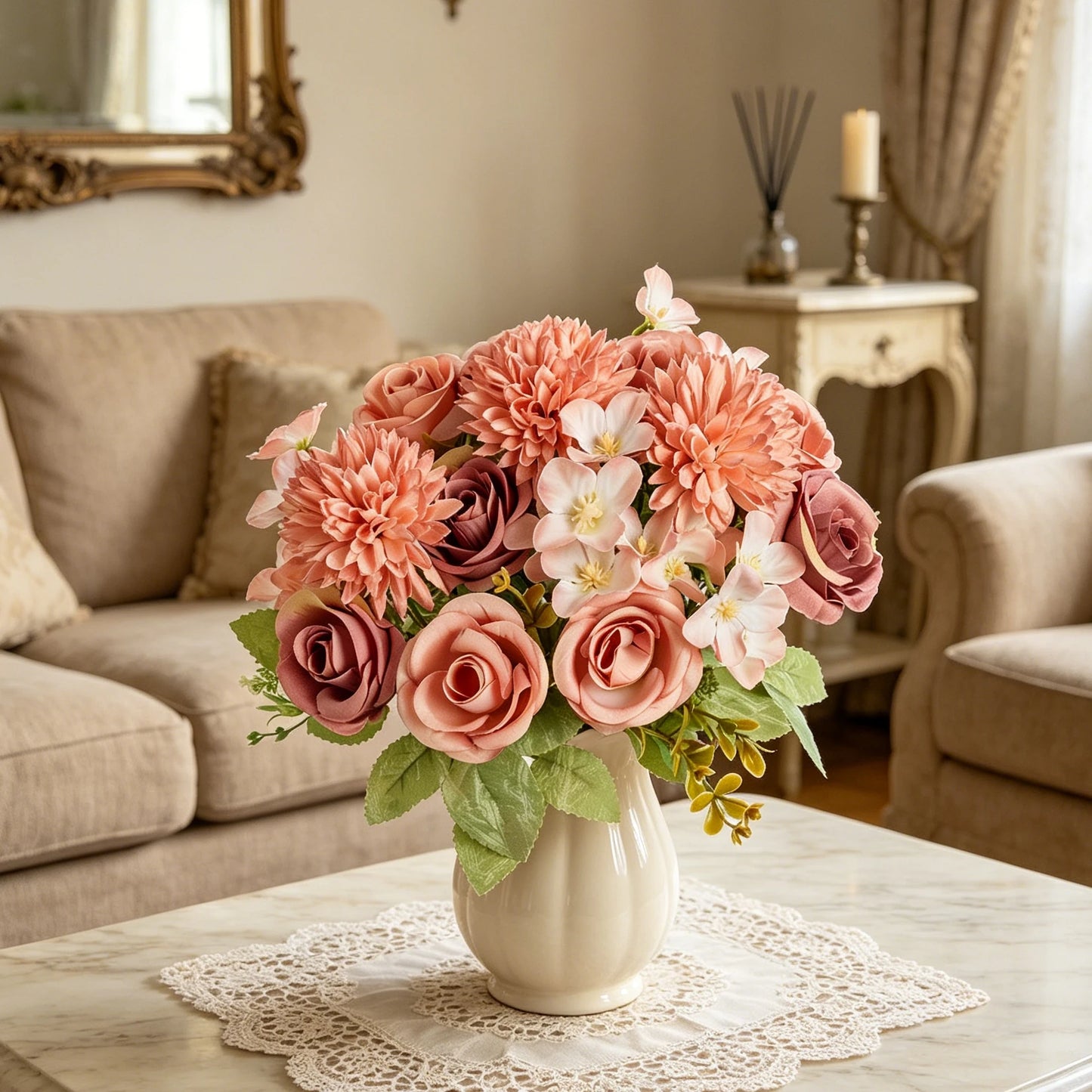Artificial Silk Rose Bouquet for Wedding & Home Decor