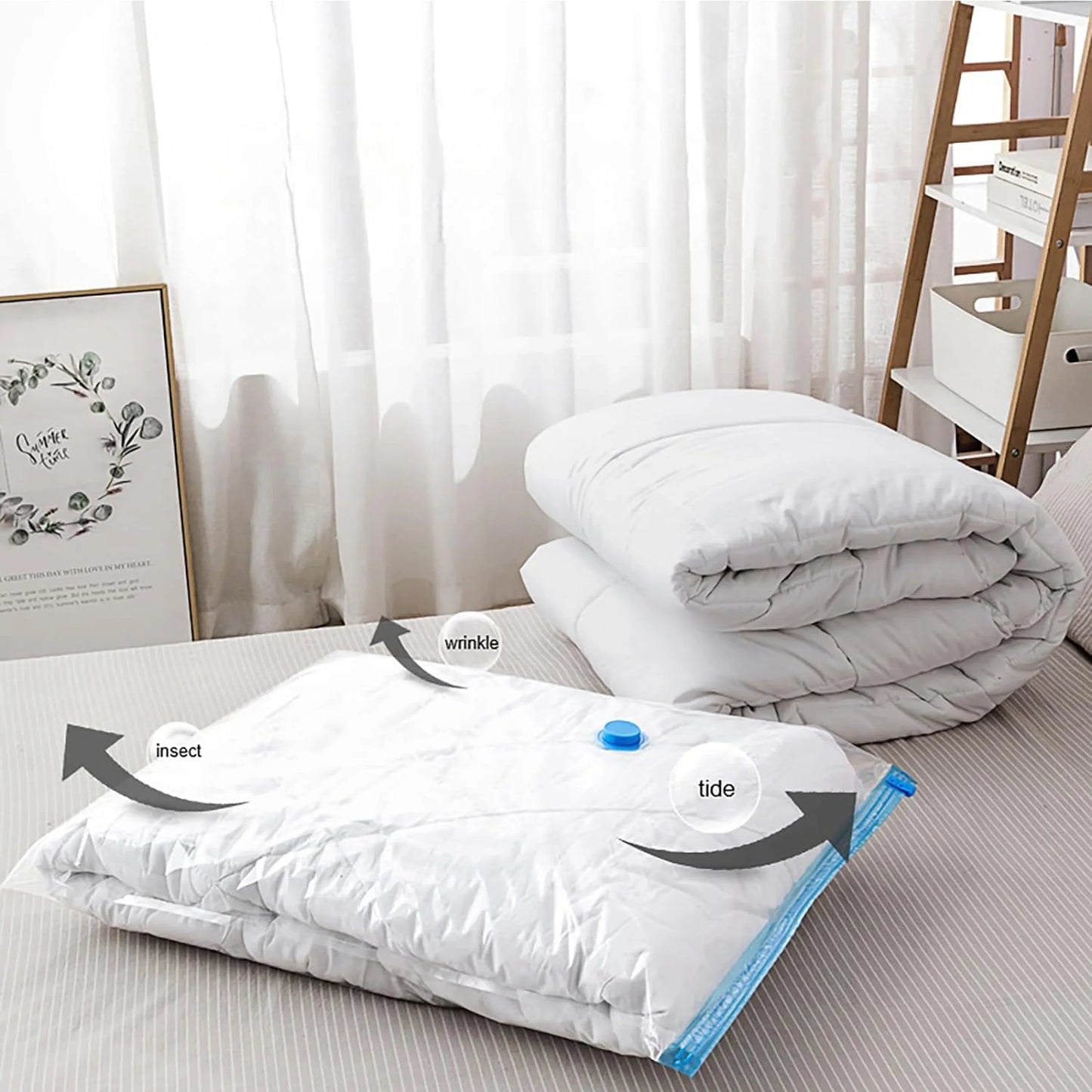 4-Pack Vacuum Storage Bags with Valve & Pump | Space-Saving