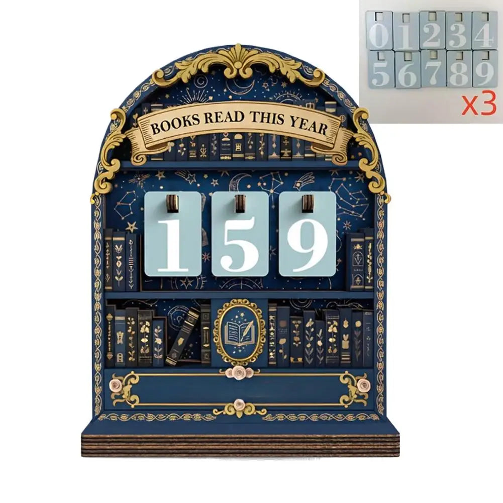Retro Wooden Reading Tracker Counter – Up to 999 Books