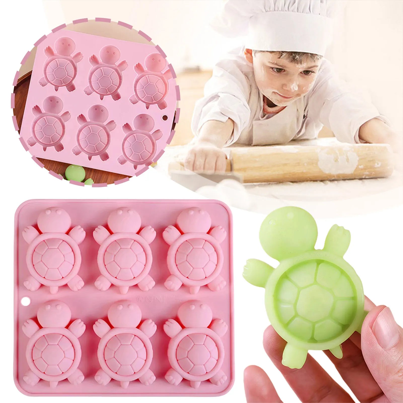 Turtles Ice Tray 3D Tortoises Sea Turtles Silicone Mold For DIY Ice Cubes Hand-Made Kitchen Baking Supplies For Kids' Activities Peaceful Pleasures Health and Wellness