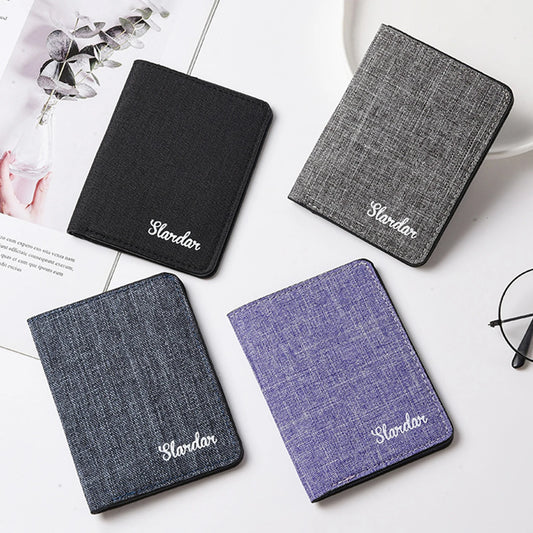 Men's Short Vertical Canvas Wallet Compact Wallet Driving License Storage Bag for Outdoor Traveling Shopping Peaceful Pleasures Health and Wellness