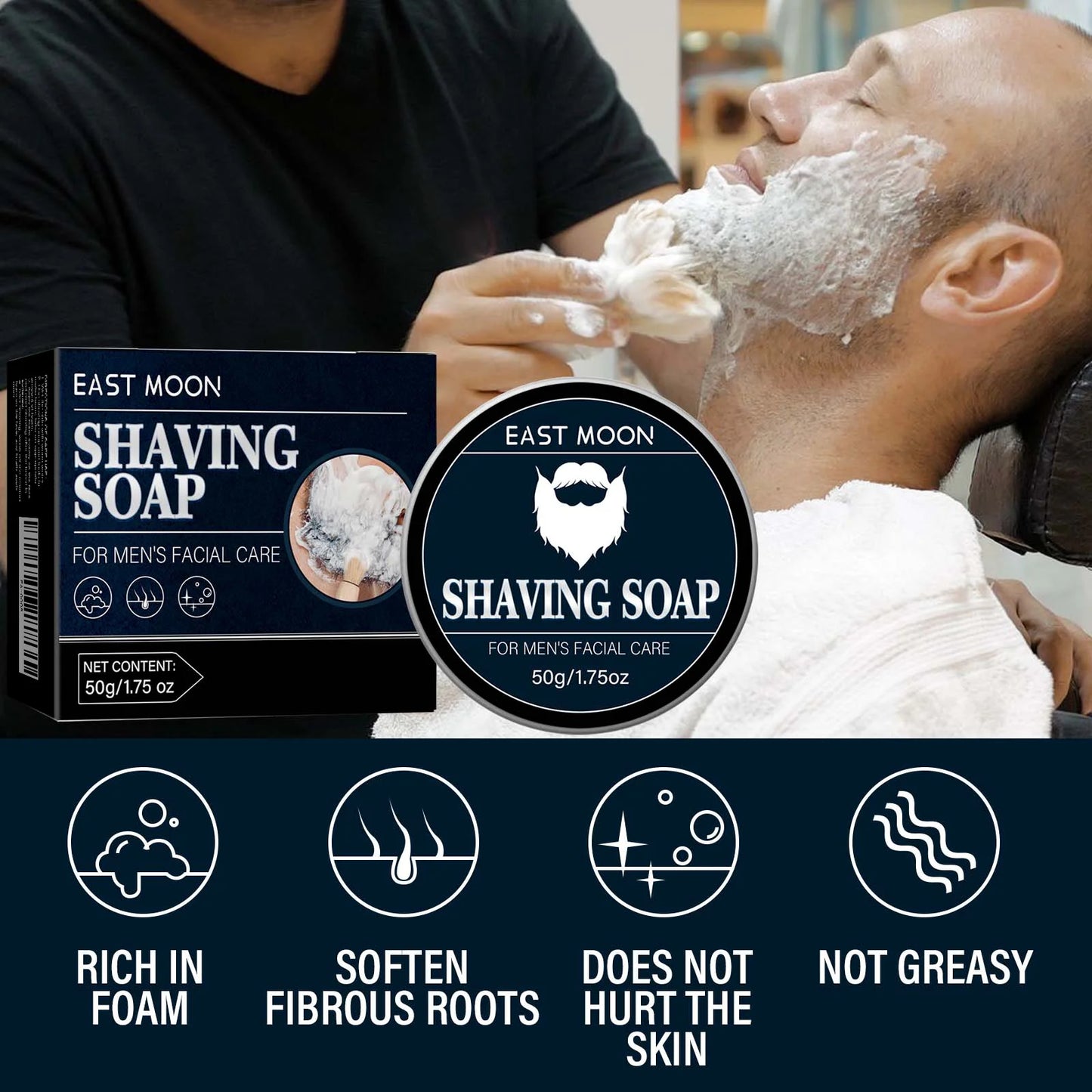 East Moon Men's Shaving Soap Bar | Aloe & Vitamin E