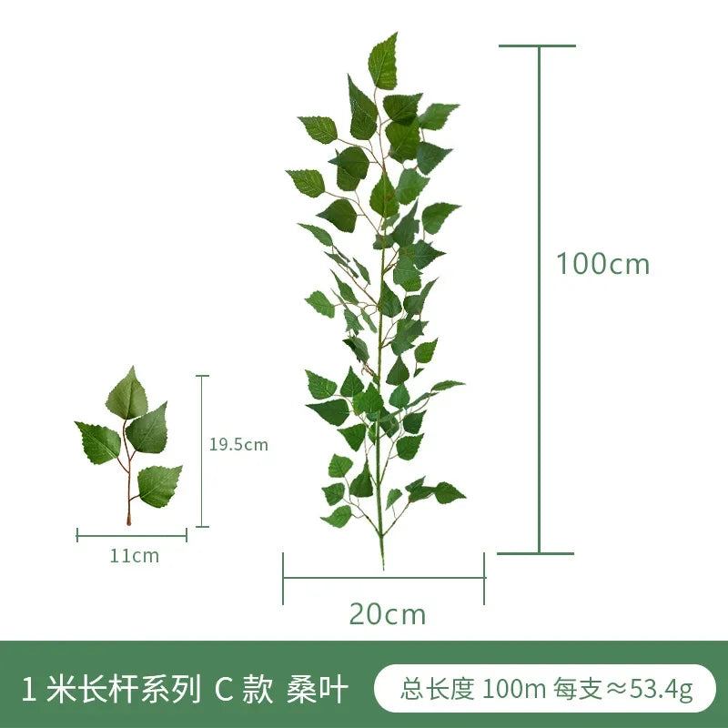 1m Artificial Eucalyptus Vine | Silk Bamboo Leaf Decor Stem
