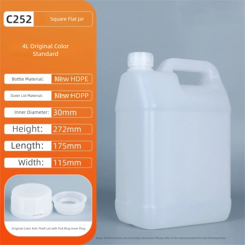 1/2/3/4/5/6/10L Plastic Airtight Bottle with Lid Food Grade HDPE Bucket Sealed Large-Capacity Storage Container Cleaning Essence Peaceful Pleasures Health and Wellness Transparent 4L