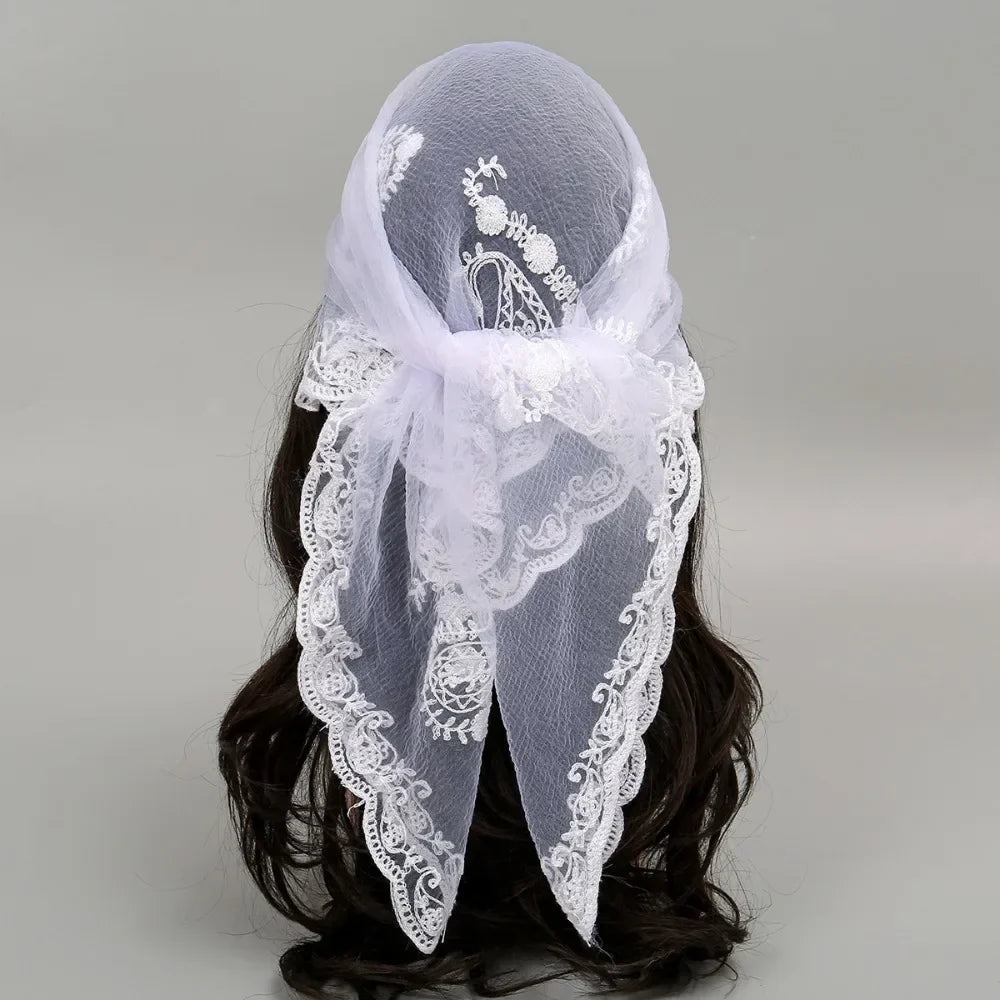 Women's Floral Lace Square Scarf – Vintage Bandana Headband